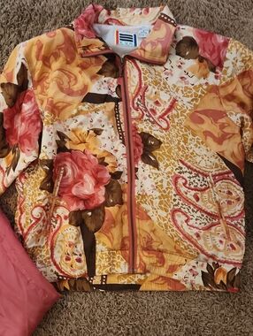 Vintage 80s 90s EVR Rousso Silk 2 Piece Bomber Jacket and Pants Set, Petite Med